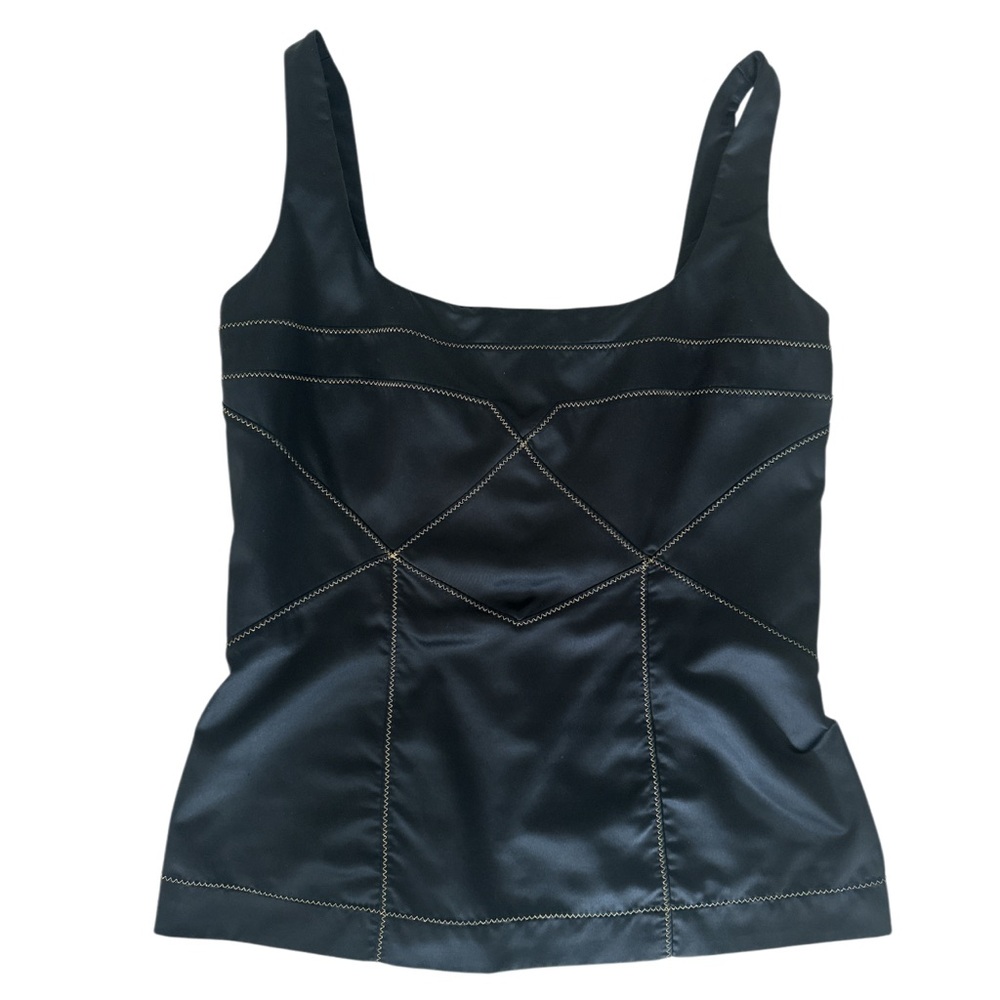 Just Cavalli Women’s Black Top with Gold Stitching like New